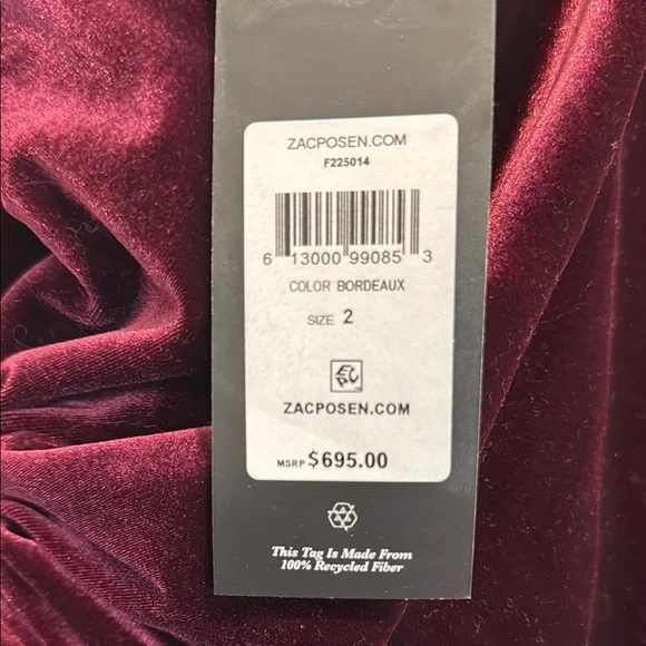 Zac PosenAsymmetric Long-Sleeve Mock-Neck Velvet Dress
